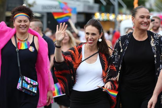 New Zealand Prime Minister Jacinda Ardern is the first PM to walk in the Pride Parade. Photo / Getty Images