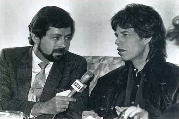 Leighton Smith interviews Mick Jagger in 1998. Photo / Supplied.