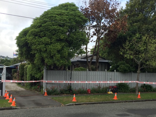 Armed police are outside a house in Christchurch. (Photo / ZB)