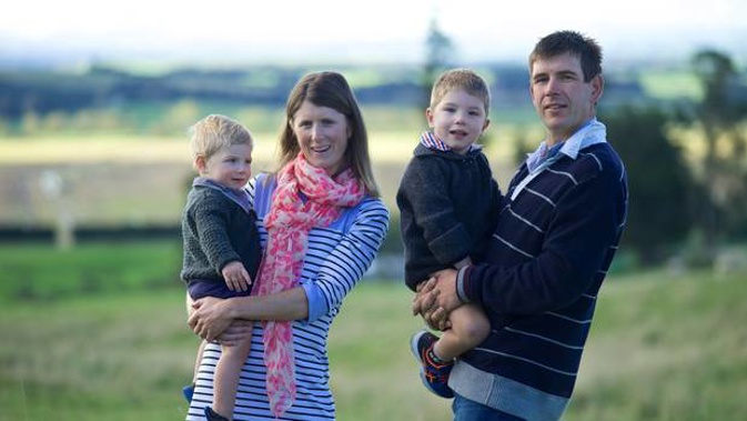 Scott Tomlinson his wife Nadine Tomlinson and their sons Angus (R) and Sam (L). Photo / Supplied