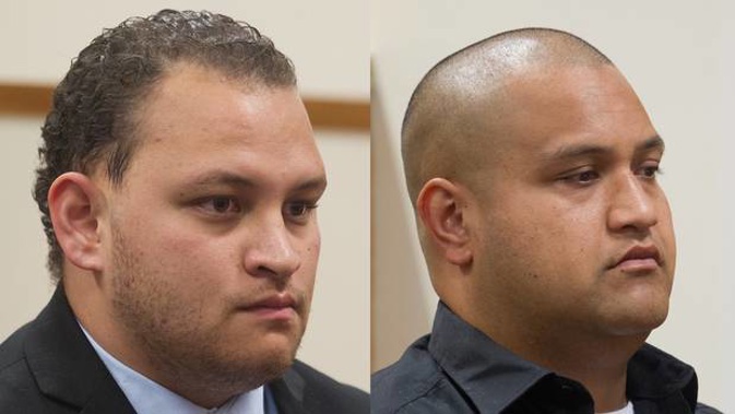 Zen Pulemoana, (left), and Mikaere Hura are sentenced in relation to the deaths of Raymond Fleet and James Fleet in the High Court at Rotorua today. Photo / Ben Fraser
