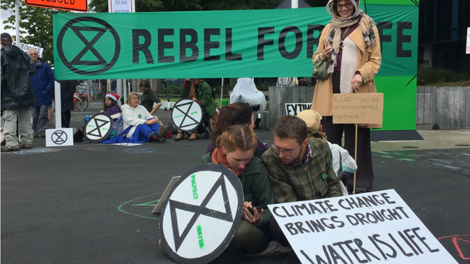 Environment Canterbury protest. Photo / NewstalkZB