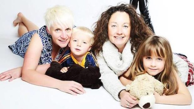 Kerry Sargent, left, died in the crash that left her wife Jules badly injured and their children Ben,6, and Olivia, 9, being cared for by a friend.