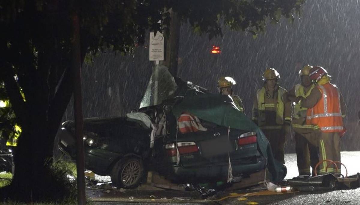 One person died shortly after midnight after a car hit a power pole in the Auckland suburb of Green Bay. (Video /VMP)