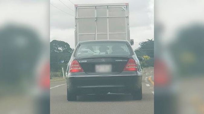 Taylah McEwen claims a cat was thrown from this vehicle along State Highway 2 on Boxing Day. Photo / Taylah McEwen