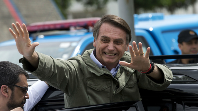 Jair Bolsonaro, known for his bigoted rhetoric against women, minorities and the poor, has found strong support among conservative Christians. Photo / AP