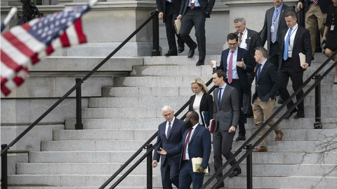 Mike Pence and other senior White House advisers are trying to end the shutdown. (Photo / AP)