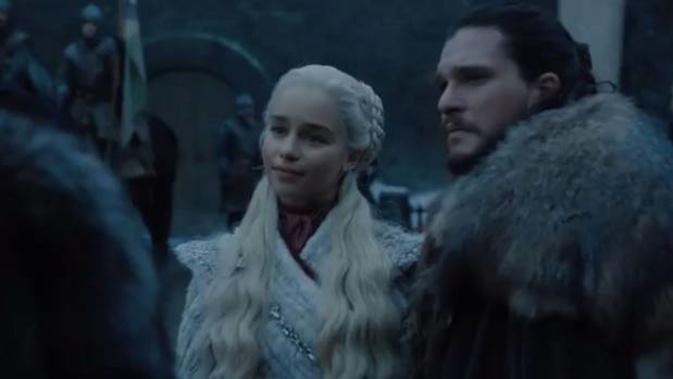 Emilia Clarke and Kit Harington in the new teaser for Game of Thrones' final season. Photo / HBO
