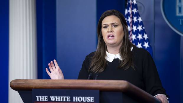 Sarah Sanders, White House press secretary, last appeared at the White House podium December 18. (Photo / Bloomberg photo by Al Drago)