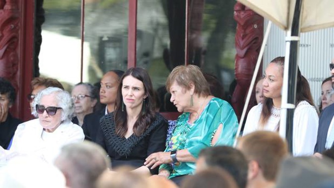 Prime Minister Jacinda Ardern and Naida Glavish at Te Whare Ruanga Marae for the Waitangi Day celebrations. Photo / John Stone