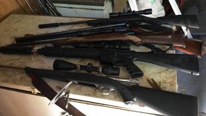 Police seized an array of firearms and ammunition during a raid on a Waikato property. (Photo / Supplied)