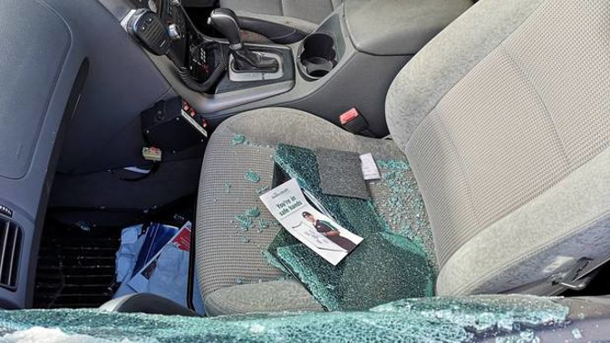 Vandals have smashed a window and ripped a handle off an emergency response vehicle belonging to Papakura Coastguard. (Photo / Supplied)