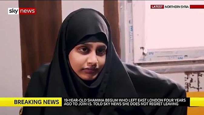 19-year-old Shamima Begum who left East London in 2015 to join ISIS. (Photo / Sky News)