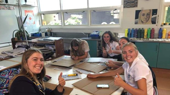 Students at Nelson College for Girls have started preparing banners for the global school strike for climate. Photo / Supplied