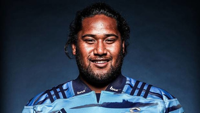 Mike Tamoaieta poses during the Blues Super Rugby headshots session at Blues HQ. Photo / Getty Images