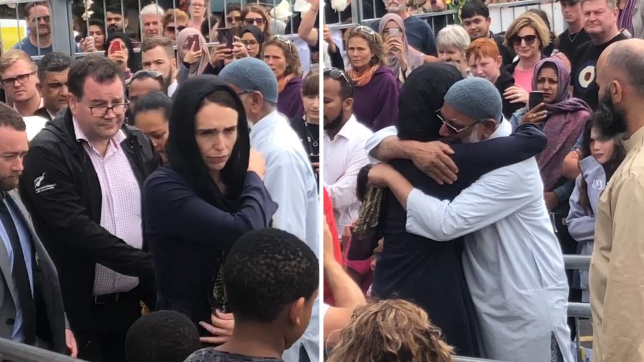 Prime Minister Jacinda Ardern meets mourners following the Christchurch Mosque attacks. 