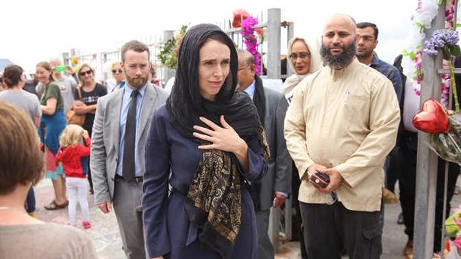 Prime Minister Jacinda Ardern during a visit to the Kilbirnie Mosque. (Photo / NZ Herald)