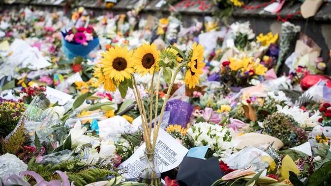 Flower tributes at Christchurch Botanic Gardens. Photo / Michael Craig.