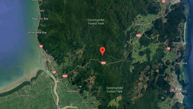 The crash occurred at the summit of the Kopu-Hikuai road, also known as State Highway 25A, in Coromandel. Image / Google Maps