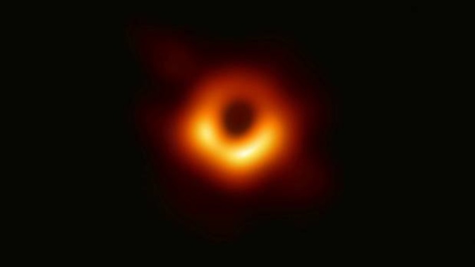 Image released by Event Horizon Telescope of a black hole. Scientists revealed the image after assembling data gathered by a network of radio telescopes around the world. Image / via AP 