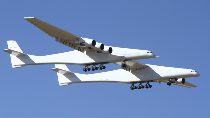 The Stratolaunch has six engines and a twin fuselage. (Photo / AP)
