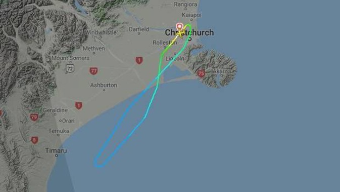The flight was on its way to Dunedin when it turned back. Photo / Flight Radar 24