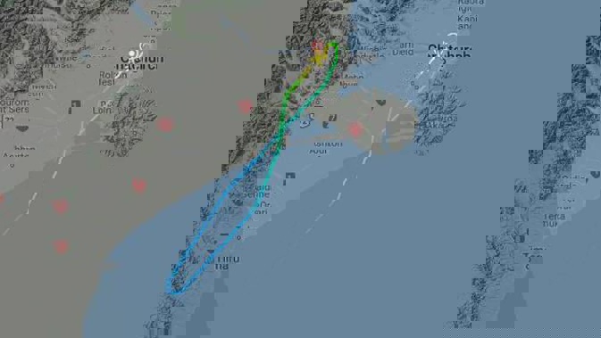 The flight was on its way to Dunedin when it turned back. Photo / Flight Radar 24