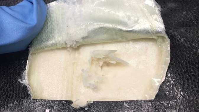 Cocaine paste found in the luggage of two New Zealand nationals who arrived from Argentina on Sunday morning. (Photo / NZ Customs)