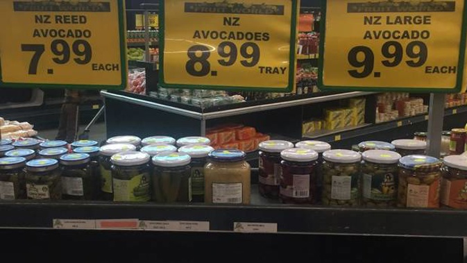 Avocados are for sale at Fruit World Mount Roskill for $10 for one. Photo / NZME