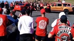 Te Mata Peak was swarmed by a large crowd of Mongrel Mob members from a number of different chapters. (Photo / Facebook)