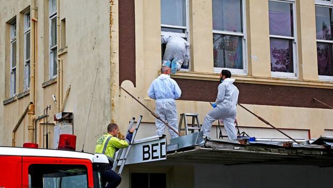 Police at the scene where Lorna-Anne Marie Thompson was found dead last month. Photo / Bevan Conley.
