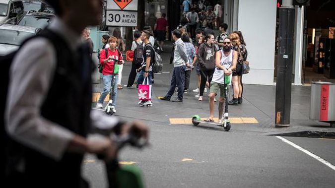 Lime, Wave and newcomer Flamingo are the three e-scooter operators that will participate in the phase two e-scooter trial in Auckland. (Photo / Michael Craig)