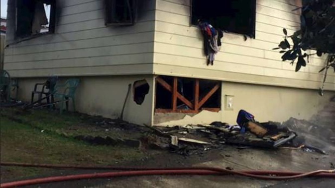 The burnt-out shell of the Milovale's home in Papatoetoe, that caught fire on Sunday. Photo / Supplied