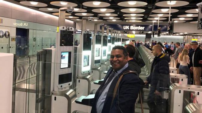 Minister of Customs Hon Kris Faafoi was able to trial using the ePassport gates on his arrival into Heathrow airport last week. (Photo / Supplied)