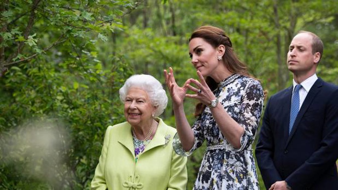 The Queen, Kate and William at the Chelsea Flower Show. Photo / AP