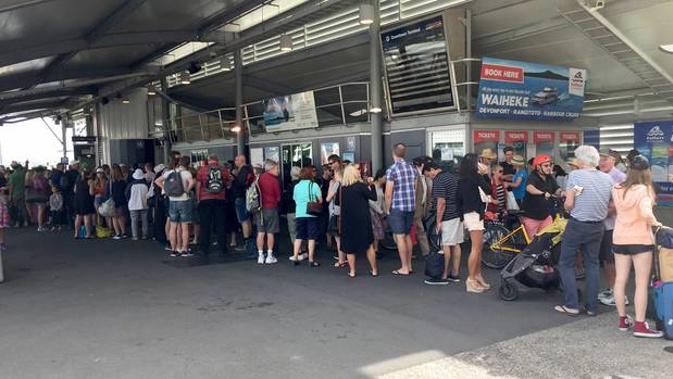 Long queues for the Waiheke ferry at the downtown ferry terminal. Photo / File