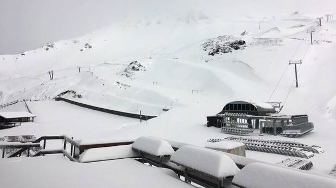 Snow on Mt Hutt in February this year. This weekend's cold blast is expected to bring another big dump. Photo / Supplied