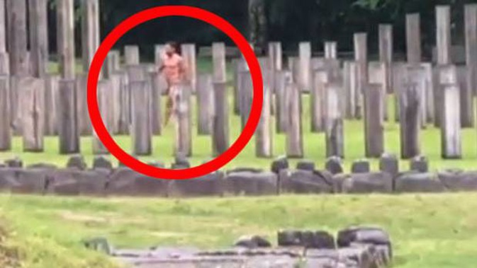 Manu Bennett performed the solo haka at the Unesco World Heritage Site in the ancient capital of Dacia. (Photo / via Instagram)