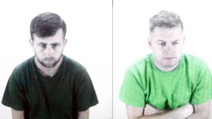 William Donohue, left, and Tommy Ward, pictured during an early court appearance will be deported back to the United Kingdom. (Photo / Melissa Nightingale)