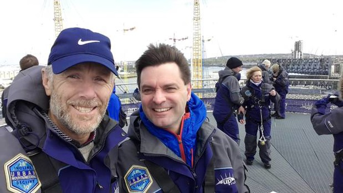 Darren Myers (right) with brother-in-law Duncan Styles. Myers was reported missing on June 1 after failing to return from a tramp in the Tararua Ranges. (Photo / Supplied)
