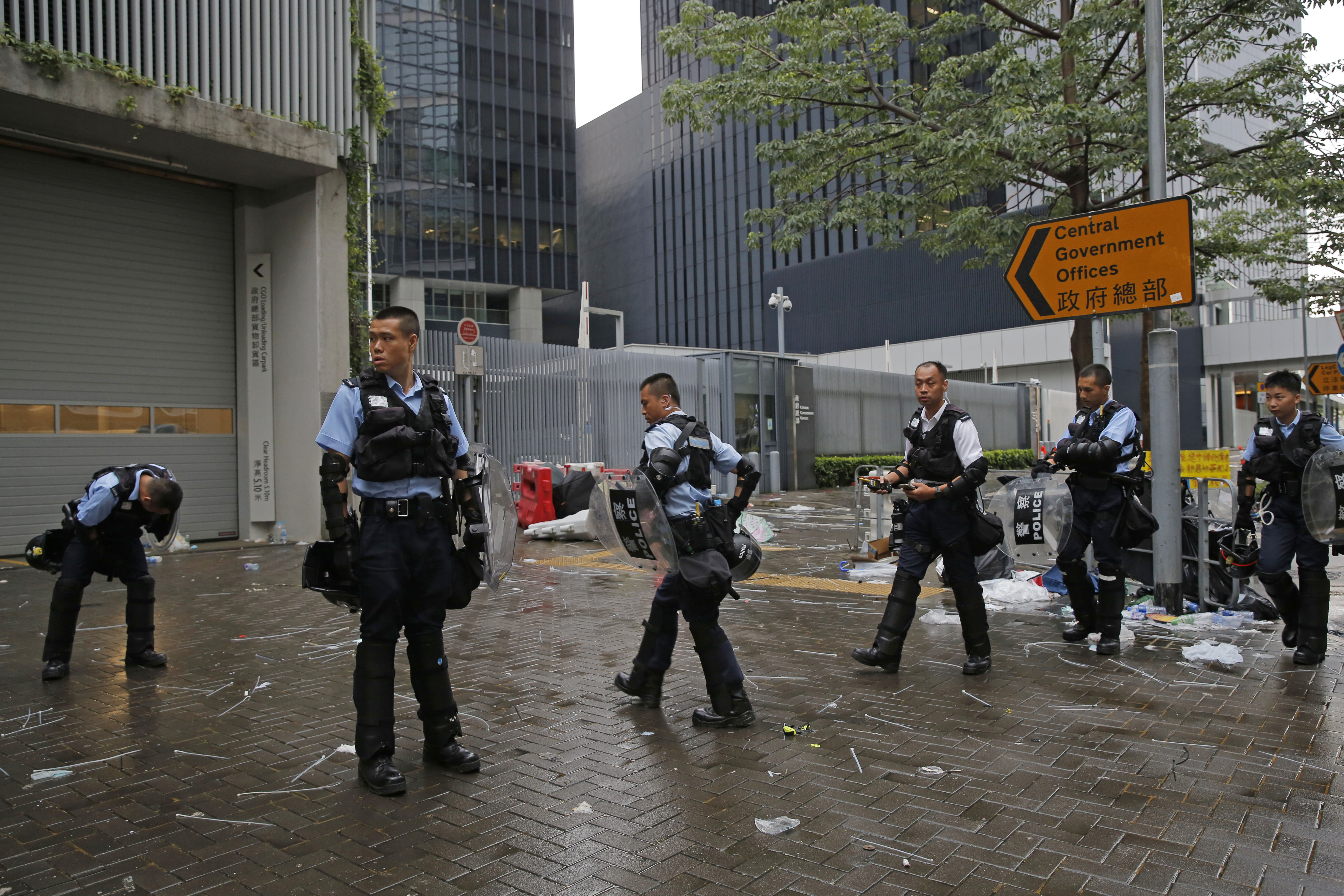 Riot police fire tear gas to protesters outside the Legislative Council in Hong Kong. Photo / AP