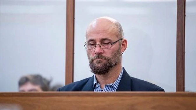 Nigel Edgecombe sits in the dock at Wellington District Court for sentencing. (Photo / Pool)
