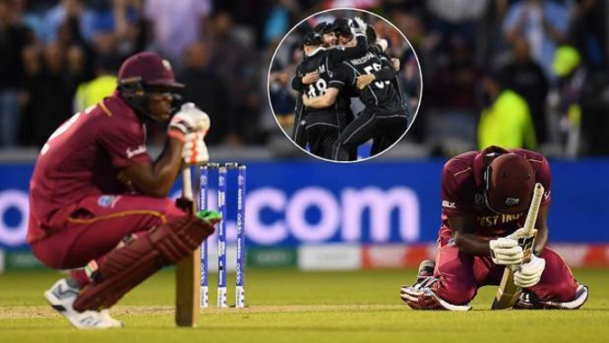 The West Indies were left dejected by the heartbreaking loss to New Zealand. (Photos / Getty)