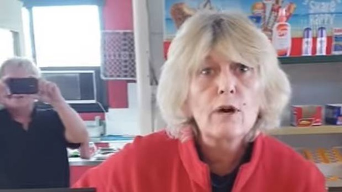 Springfield Cafe owners Donald and Karyn Cullingford during a barney over some chips in 2016 - the same year a Herald headline called their business "NZ's own Fawlty Towers." (Source / YouTube)