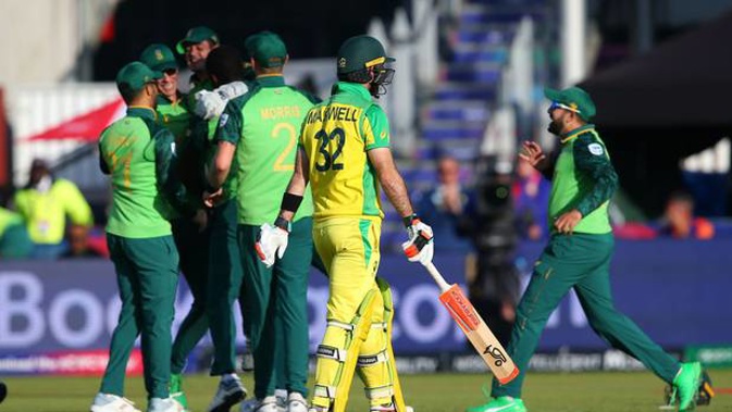 Glenn Maxwell of Australia walks off after being dismissed against South Africa. (Photo / Getty)