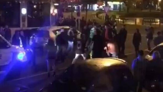 Five people were arrested after violence broke out in the Octagon early on Saturday. (Photo / Supplied)