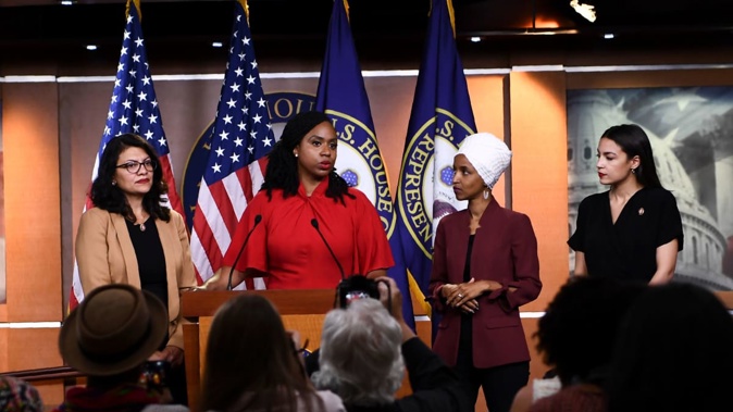 Reps. Ilhan Omar (D-MN), Alexandria Ocasio-Cortez (D-N.Y.), Ayanna Pressley (D-MA), and Rashida Tlaib (D-MI). Photo / Getty Images