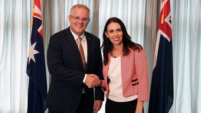 Australian Prime Minister Scott Morrison with Prime Minister Jacinda Ardern. Photo / AP