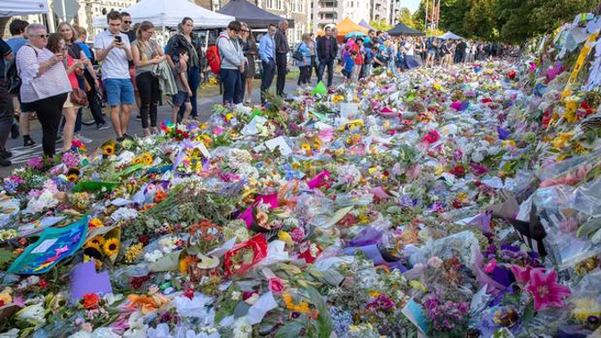 The massive floral tribute to the victims of the terror attacks at the Christchurch Botanic Gardens. Photo / File
