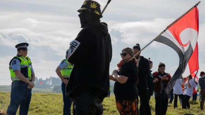 A large police presence at the site of a land protest is the price New Zealanders pay for democracy, the head of the Police Association says, Photo / RNZ, Dan Cook